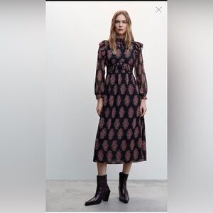 Mango Baroque print dress size 4